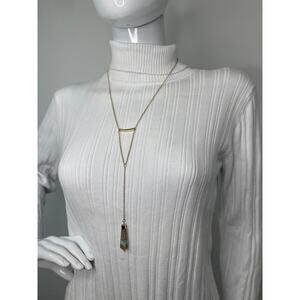 J. Crew gold tone pendant necklace dainty y-drop mint green costume jewelry